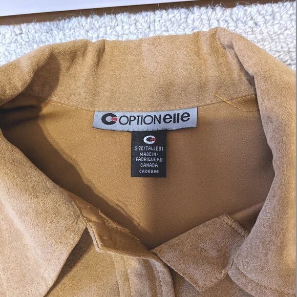 Vintage Camel Faux Suede Shacket Button Down Size Medium @F - Picture 8 of 9